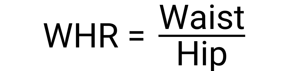 An image of the formula used to calculate someone's waist to hip ratio.